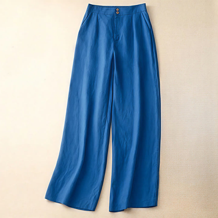 Buddha Stones Sommer-Lässige, schlichte Leinenhose für Damen mit weitem Bein und Reißverschlusstaschen - Königsblau - US8-10， UK/AU12-14，EU40-42 (2XL) - image 17