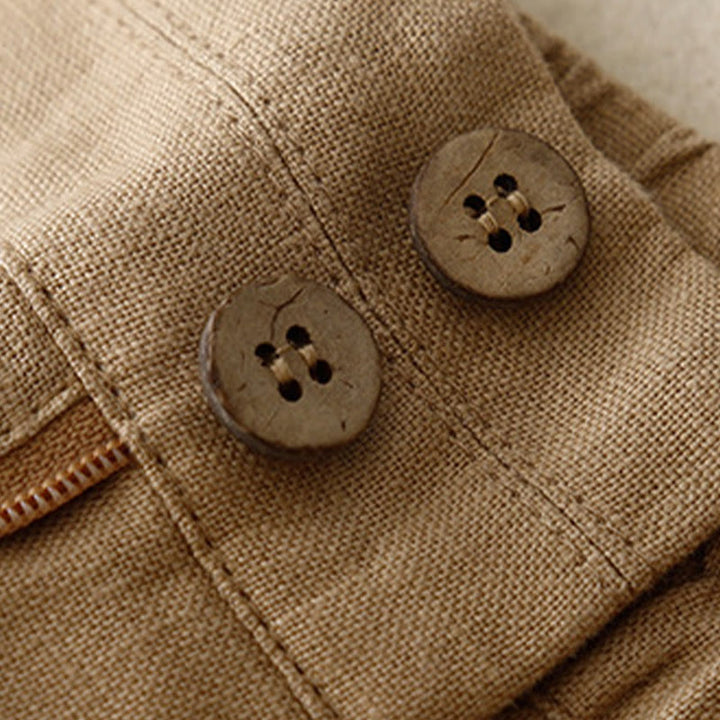 Buddha Stones Sommer-Lässige, schlichte Leinenhose für Damen mit weitem Bein und Reißverschlusstaschen - image 39