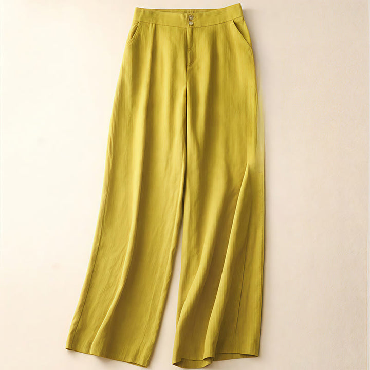 Buddha Stones Sommer-Lässige, schlichte Leinenhose für Damen mit weitem Bein und Reißverschlusstaschen - Gelb - US8-10， UK/AU12-14，EU40-42 (2XL) - image 51