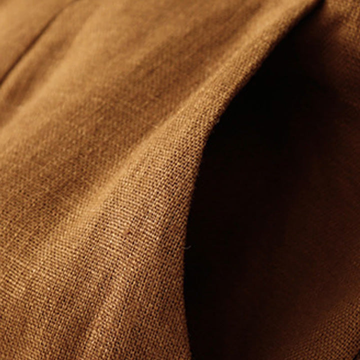 Buddha Stones Sommer-Lässige, schlichte Leinenhose für Damen mit weitem Bein und Reißverschlusstaschen - image 35