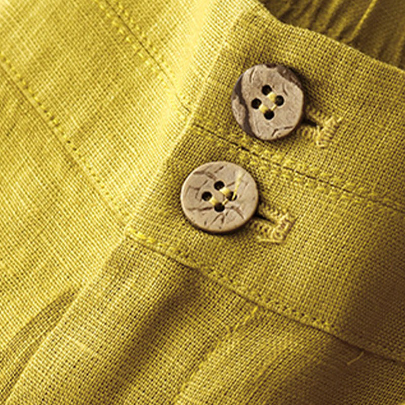 Buddha Stones Sommer-Lässige, schlichte Leinenhose für Damen mit weitem Bein und Reißverschlusstaschen - image 52