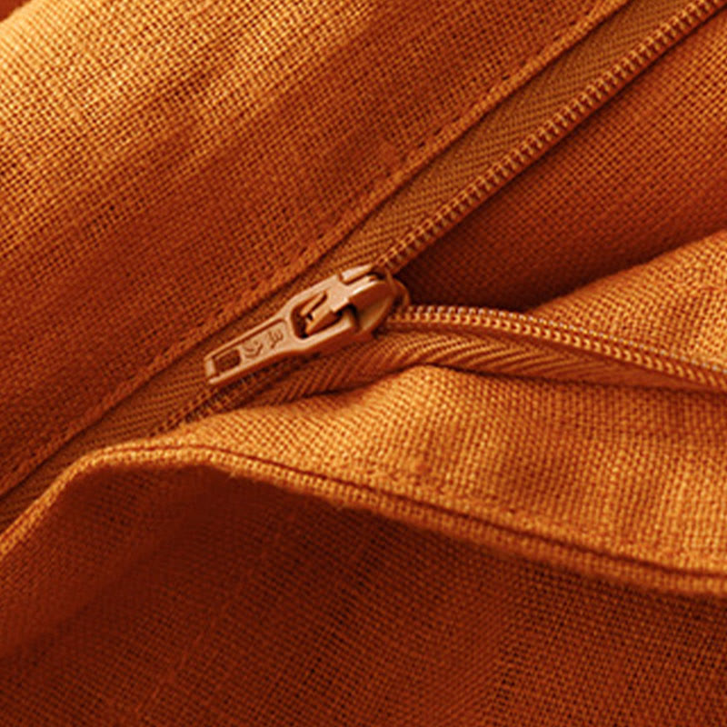 Buddha Stones Sommer-Lässige, schlichte Leinenhose für Damen mit weitem Bein und Reißverschlusstaschen - image 24