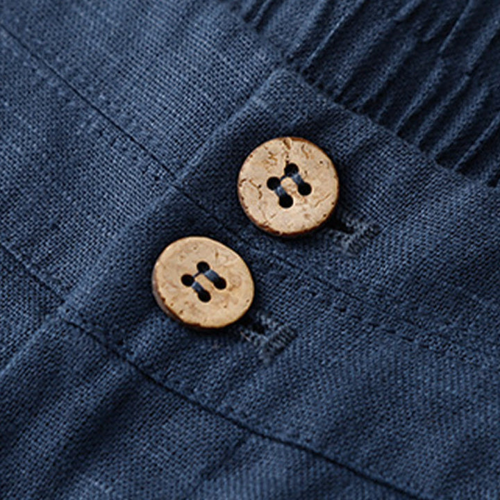Buddha Stones Sommer-Lässige, schlichte Leinenhose für Damen mit weitem Bein und Reißverschlusstaschen - image 58