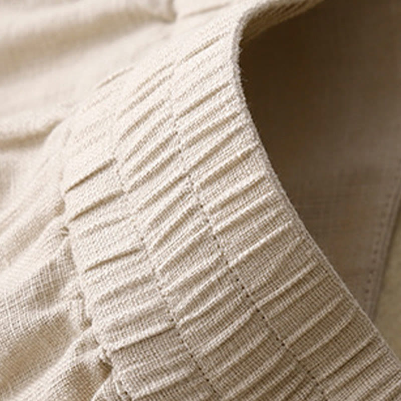 Buddha Stones Sommer-Lässige, schlichte Leinenhose für Damen mit weitem Bein und Reißverschlusstaschen - image 46