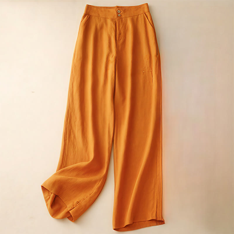 Buddha Stones Sommer-Lässige, schlichte Leinenhose für Damen mit weitem Bein und Reißverschlusstaschen - DunkelOrange - US8-10， UK/AU12-14，EU40-42 (2XL) - image 22