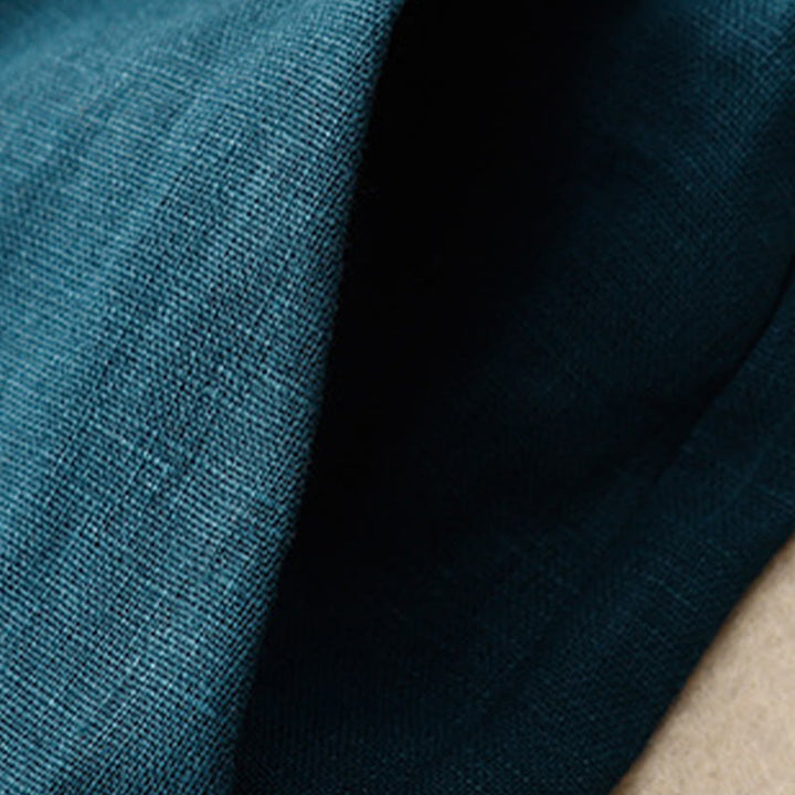 Buddha Stones Sommer-Lässige, schlichte Leinenhose für Damen mit weitem Bein und Reißverschlusstaschen - image 3