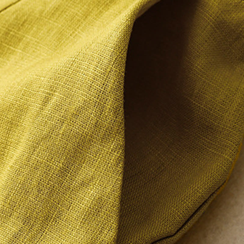 Buddha Stones Sommer-Lässige, schlichte Leinenhose für Damen mit weitem Bein und Reißverschlusstaschen - image 53