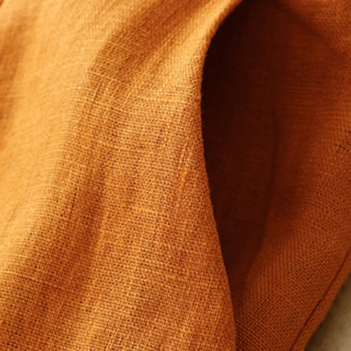 Buddha Stones Sommer-Lässige, schlichte Leinenhose für Damen mit weitem Bein und Reißverschlusstaschen - image 23