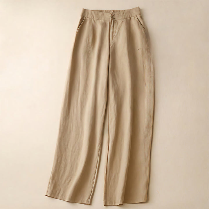 Buddha Stones Sommer-Lässige, schlichte Leinenhose für Damen mit weitem Bein und Reißverschlusstaschen - Blasse Goldrute - US8-10， UK/AU12-14，EU40-42 (2XL) - image 37