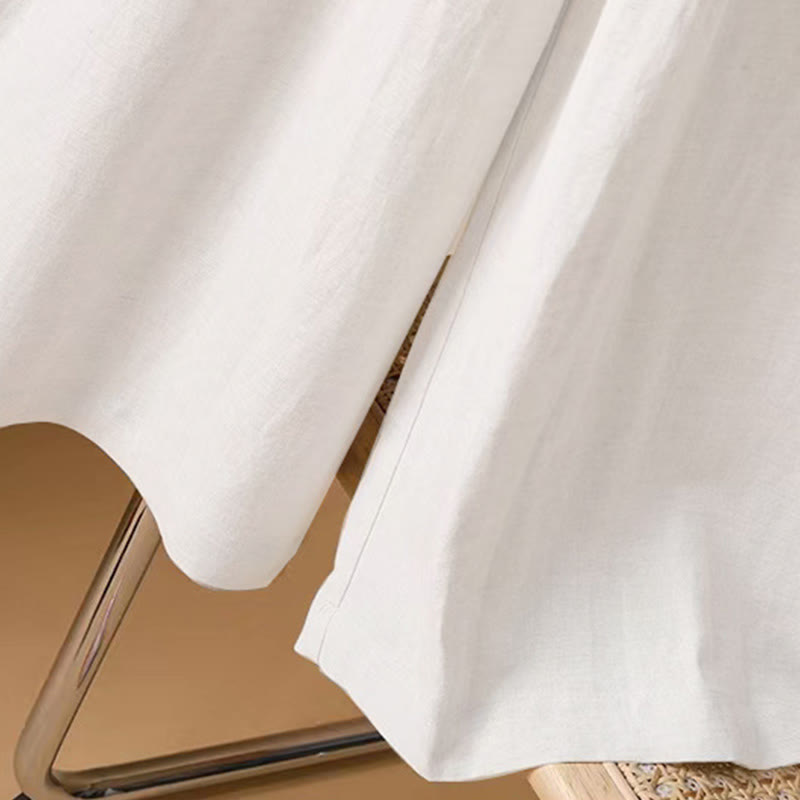 Buddha Stones Sommer Casual Pure Color 7-8 Länge Baumwolle Leinen Damen Weite Beinhose - image 12