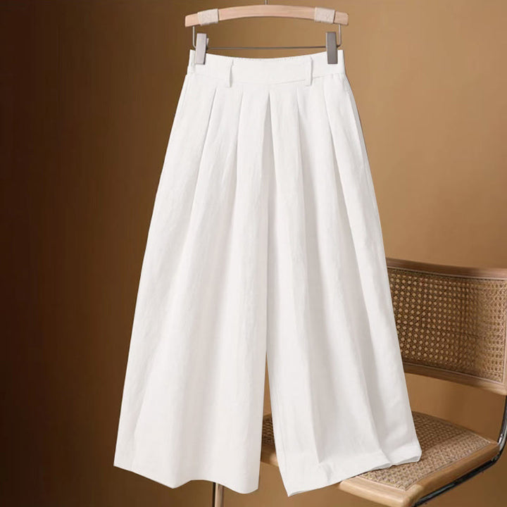 Buddha Stones Sommer Casual Pure Color 7-8 Länge Baumwolle Leinen Damen Weite Beinhose - GhostWhite - US8-10， UK/AU12-14，EU40-42 (2XL) - image 9
