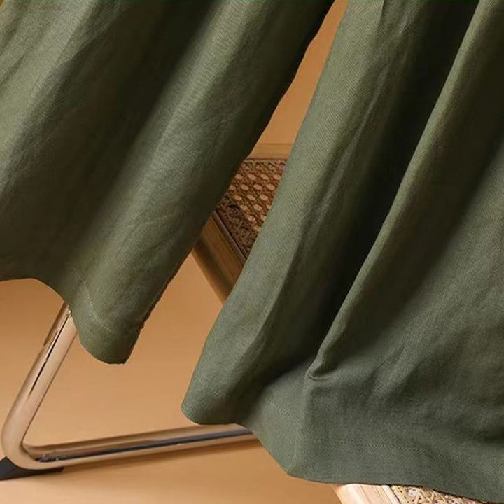 Buddha Stones Sommer Casual Pure Color 7-8 Länge Baumwolle Leinen Damen Weite Beinhose - image 6