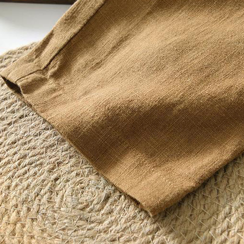 Buddha Stones Sommer Casual Kordelzug Ramie Leinen Herrenhose mit Taschen - image 23