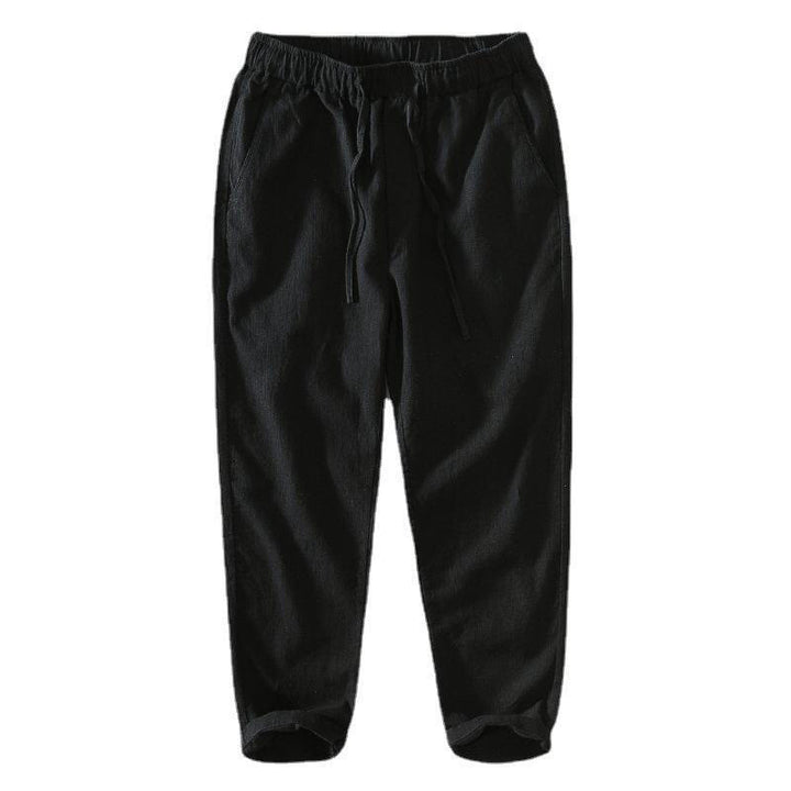 Buddha Stones Sommer Casual Kordelzug Ramie Leinen Herrenhose mit Taschen
