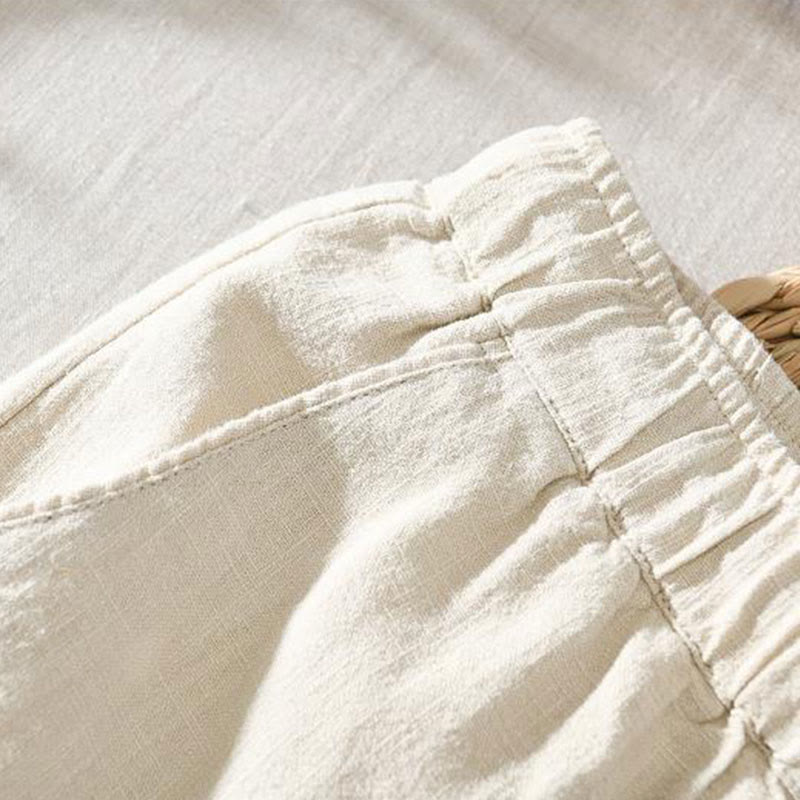 Buddha Stones Sommer Casual Kordelzug Ramie Leinen Herrenhose mit Taschen - image 18