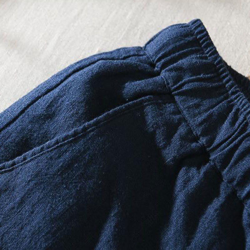 Buddha Stones Sommer Casual Kordelzug Ramie Leinen Herrenhose mit Taschen - image 15