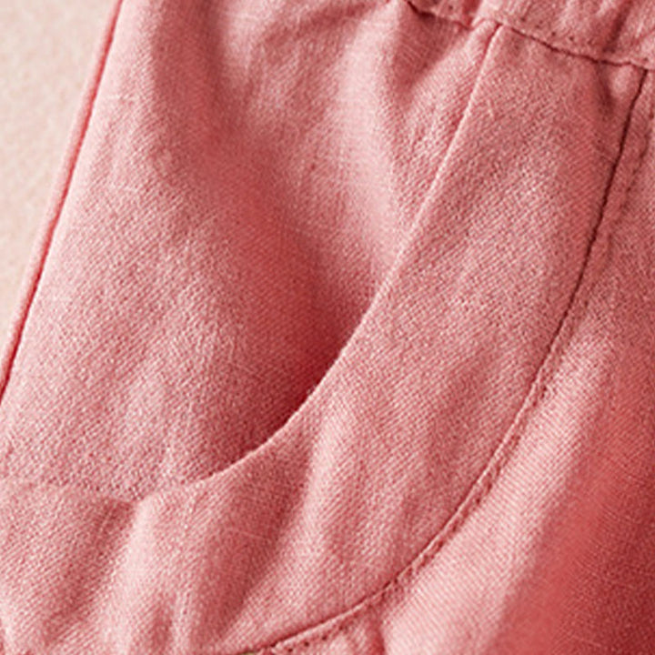 Buddha Stones Wild Simple Design Stickerei Kordelzug Baumwolle Leinen Damen Shorts mit Taschen