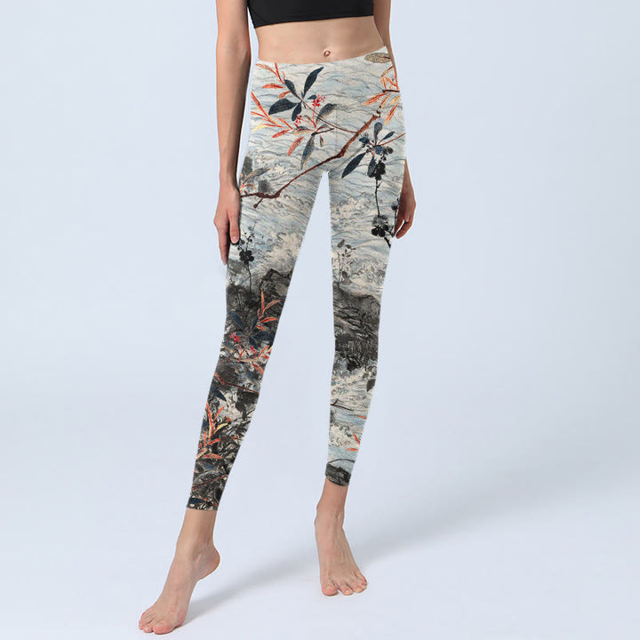 Buddha Stones ​​Wellen Felsen Bäume Druck Gym Fitness Leggings frauen Yoga Hosen - image 6