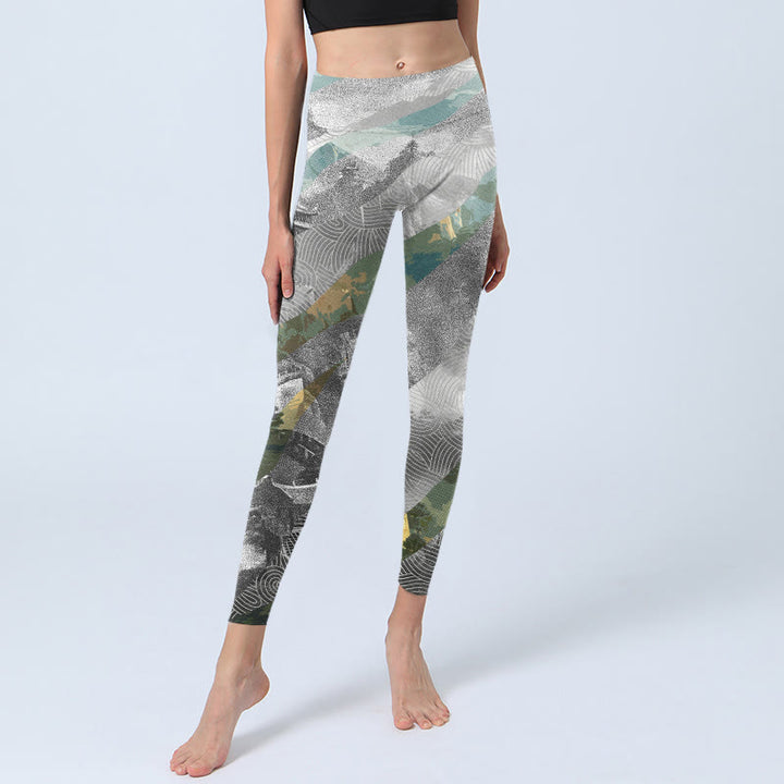 Buddha Stones Ancient Style Great Wall Print Sport Fitness Leggings Damen Yogahose - image 5