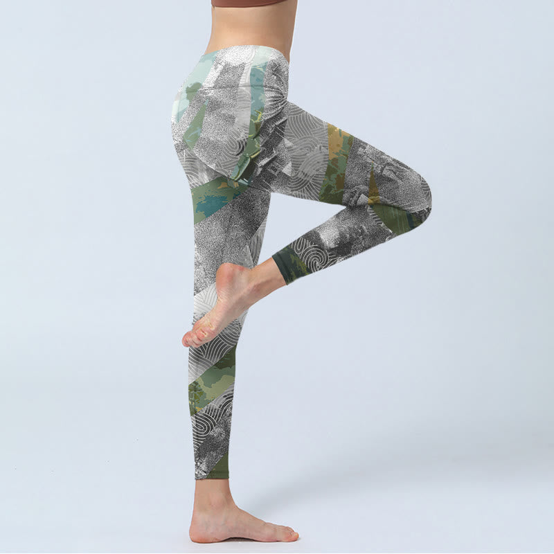 Buddha Stones Ancient Style Great Wall Print Sport Fitness Leggings Damen Yogahose - image 4