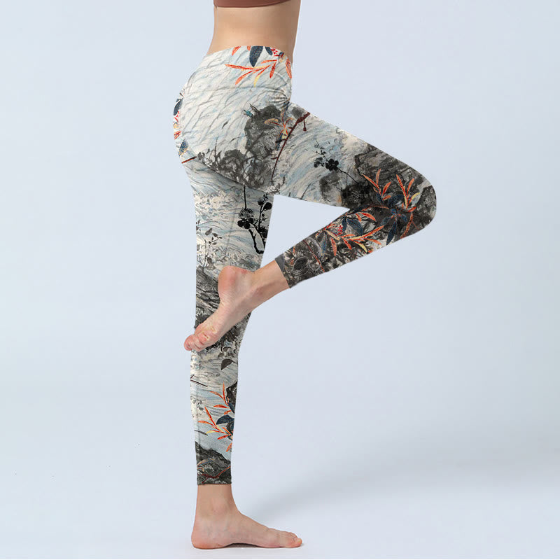 Buddha Stones ​​Wellen Felsen Bäume Druck Gym Fitness Leggings frauen Yoga Hosen - image 3