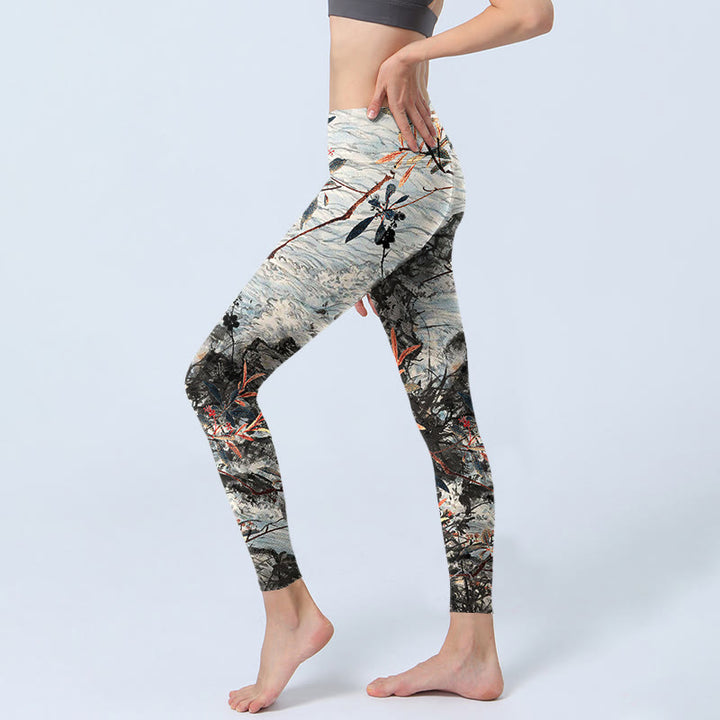 Buddha Stones ​​Wellen Felsen Bäume Druck Gym Fitness Leggings frauen Yoga Hosen - image 2