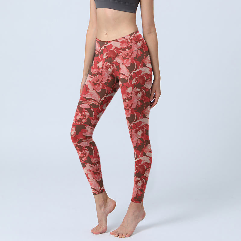 Buddha Stones Print Sport Fitness Leggings Damen Yogahose - Lachs - US18， UK/AU22，EU50 (4XL) - image 1