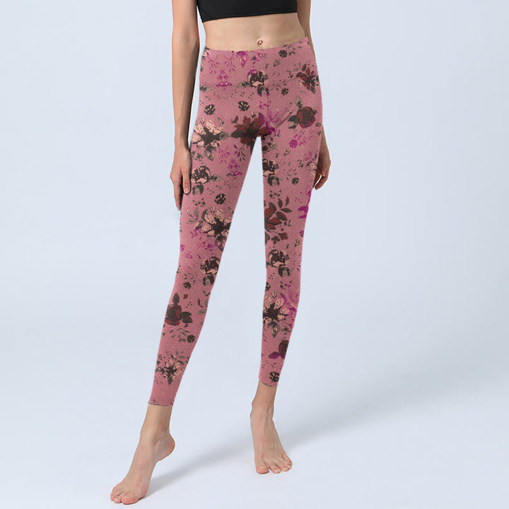 Buddha Stones ​​Rote Rosen Rosa Blätter Druck Sport Fitness Leggings frauen Yoga Hosen - image 5