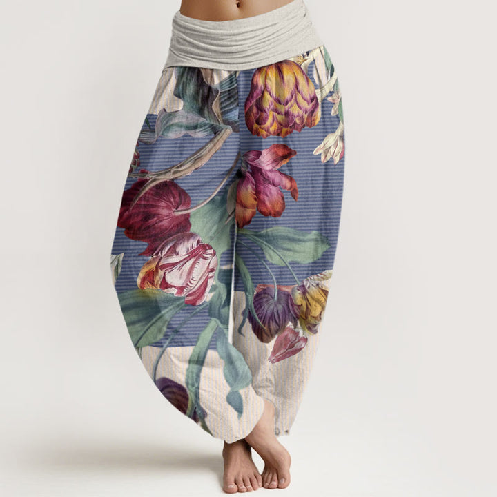 Buddha Stones, Tulpen, grüne Blätter, Design, elastische Taille, Haremshose für Damen - Beige - US22， UK/AU26，EU54 (6XL) - image 5