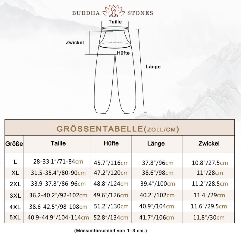 Buddha Stones Lässige, einfarbige Herrenhose aus Leinen mit Kordelzug und Taschen - image 6