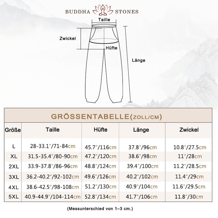 Buddha Stones Lässige, einfarbige Herrenhose aus Leinen mit Kordelzug und Taschen - image 6