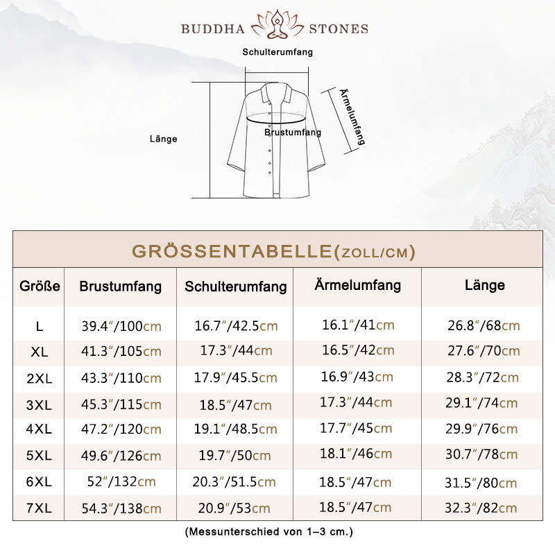 Buddha Stones Lässiges, einfarbiges Herrenhemd mit Dreiviertelärmeln und Knopfleiste vorne - image 11