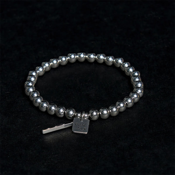 Buddha Stones Titanstahl Glücks-Balance-Armband