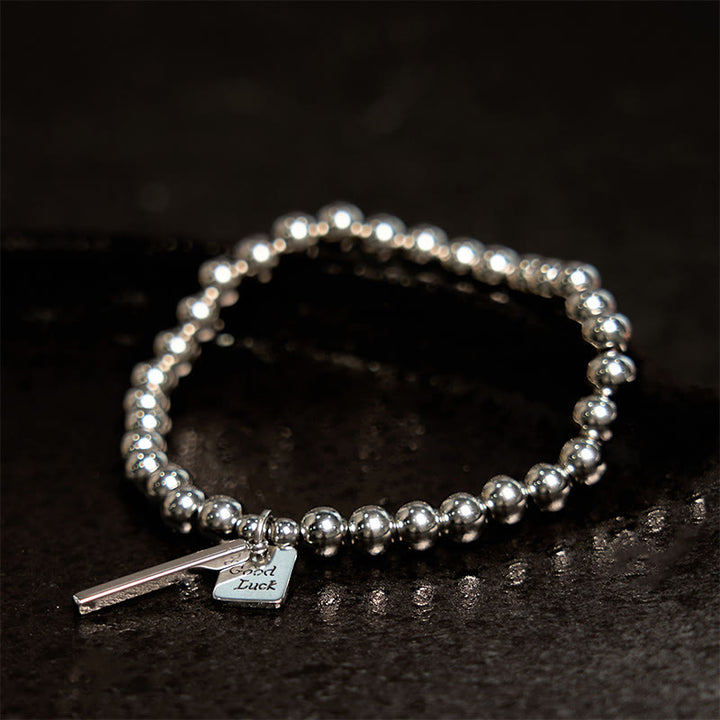 Buddha Stones Titanstahl Glücks-Balance-Armband