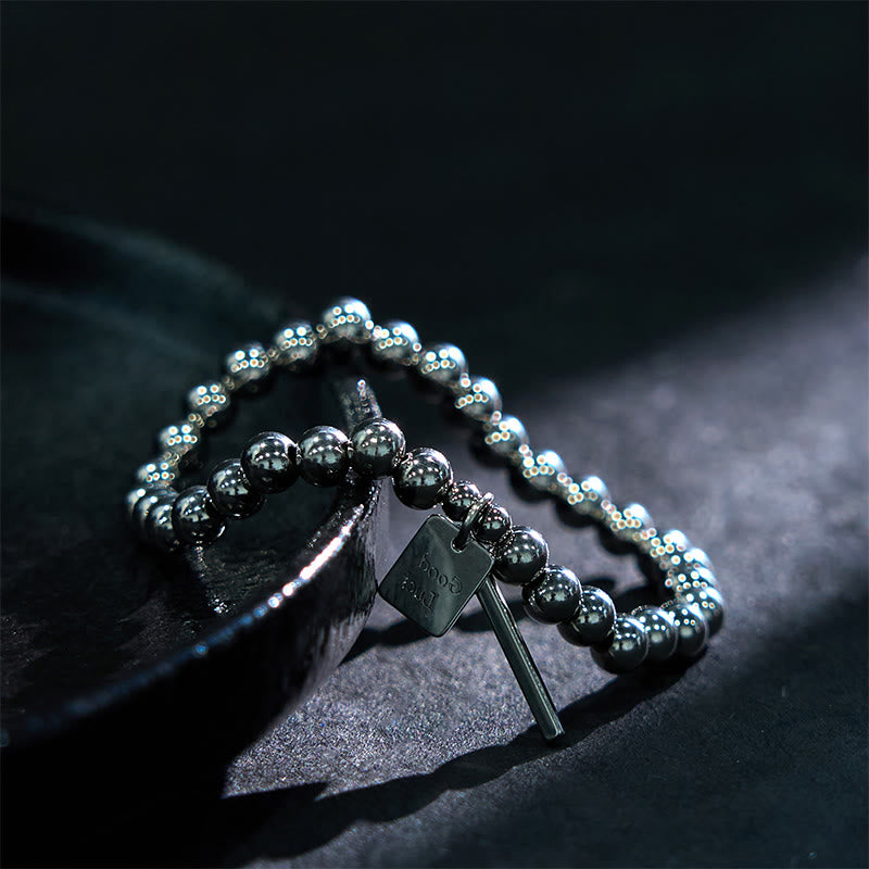 Buddha Stones Titanstahl Glücks-Balance-Armband
