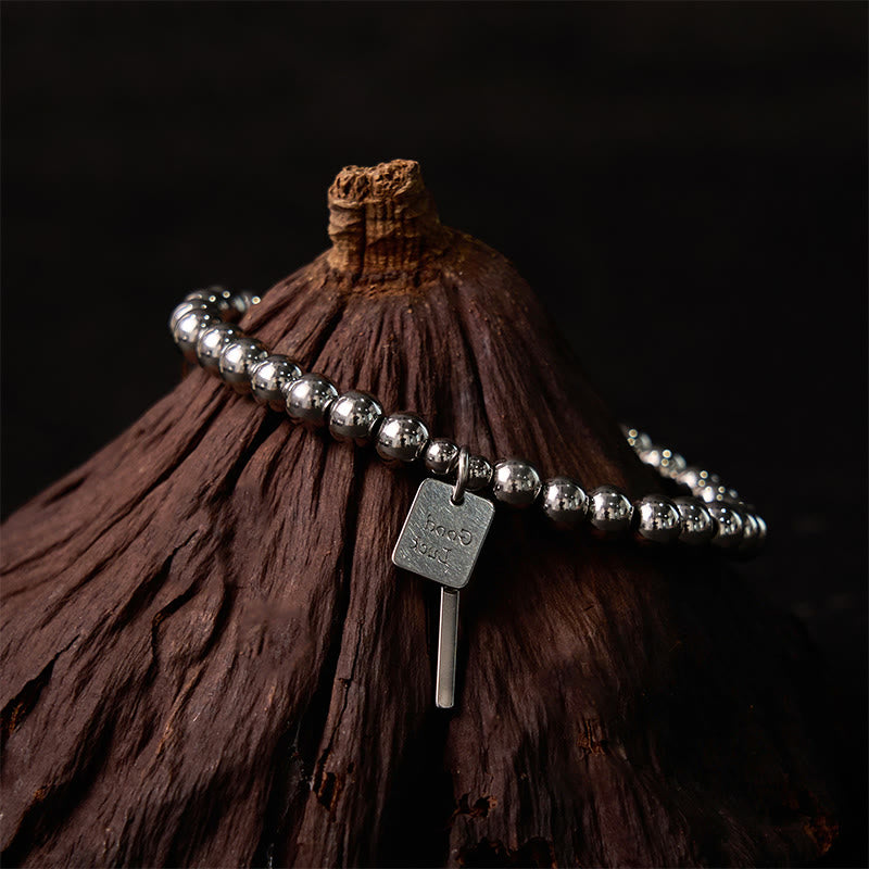 Buddha Stones Titanstahl Glücks-Balance-Armband