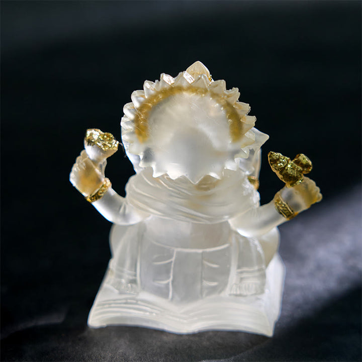 Buddha Stones, transparent, weiß, Ganesh, Ganpati, Elefanten-Statue, Schutz, Heimdekoration aus Kunstharz