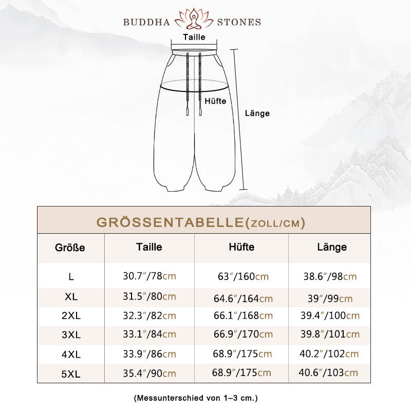 Buddha Stones Einfarbige Cord-Thermo-Haremshose für Herren mit Kordelzug und Taschen