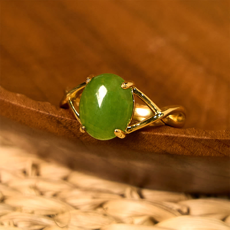 Buddha Stones Natürlicher Jade-Legierung Verstellbarer Schnallen-Füllring