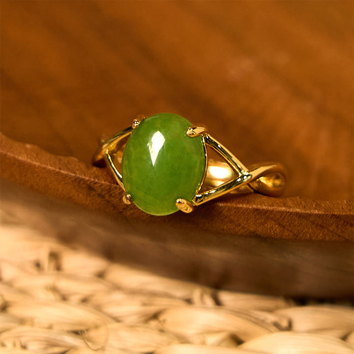 Buddha Stones Natürlicher Jade-Legierung Verstellbarer Schnallen-Füllring