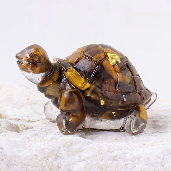 Buddha Stones, natürlicher Kristallkies, Tropfharz, kleine Schildkröte, Dekorationsstatue - Tigerauge - image 17