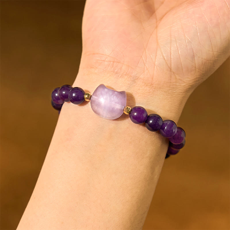 Buddha Stones ​​Amethyst Grüner Aventurin Rosenquarz Fluorit Katzenkopf Balance Glück Armband - image 3