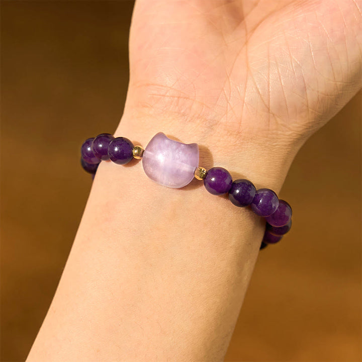 Buddha Stones ​​Amethyst Grüner Aventurin Rosenquarz Fluorit Katzenkopf Balance Glück Armband - image 3