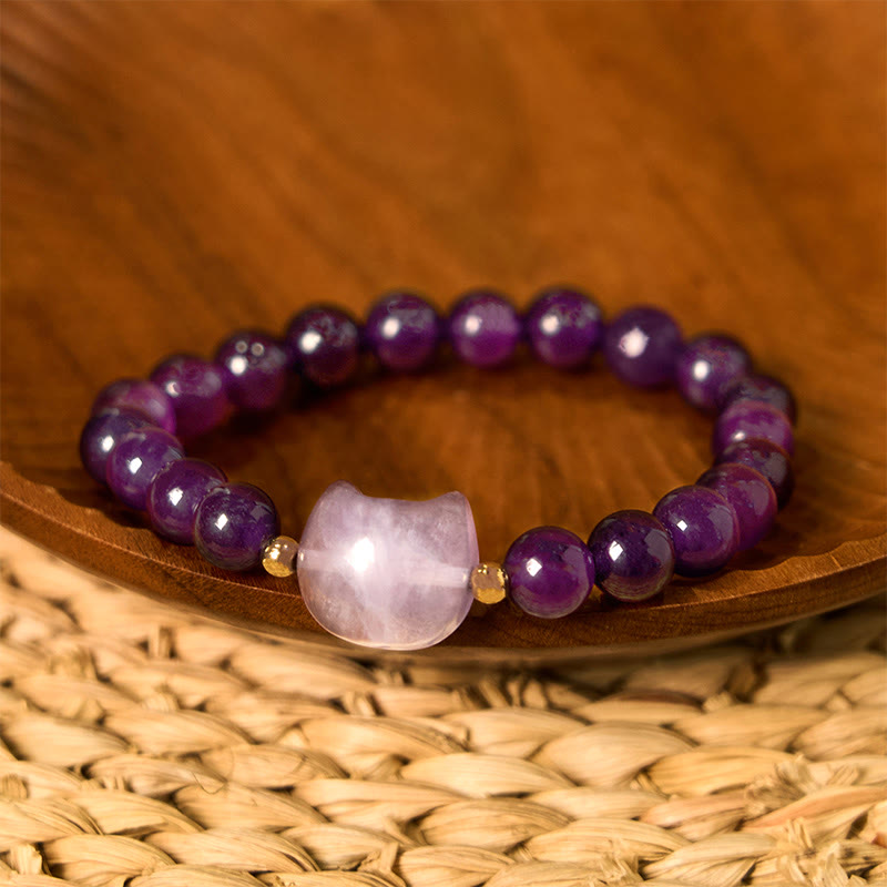 Buddha Stones ​​Amethyst Grüner Aventurin Rosenquarz Fluorit Katzenkopf Balance Glück Armband - Amethyst (Handgelenkumfang: 16–17 cm) - image 1