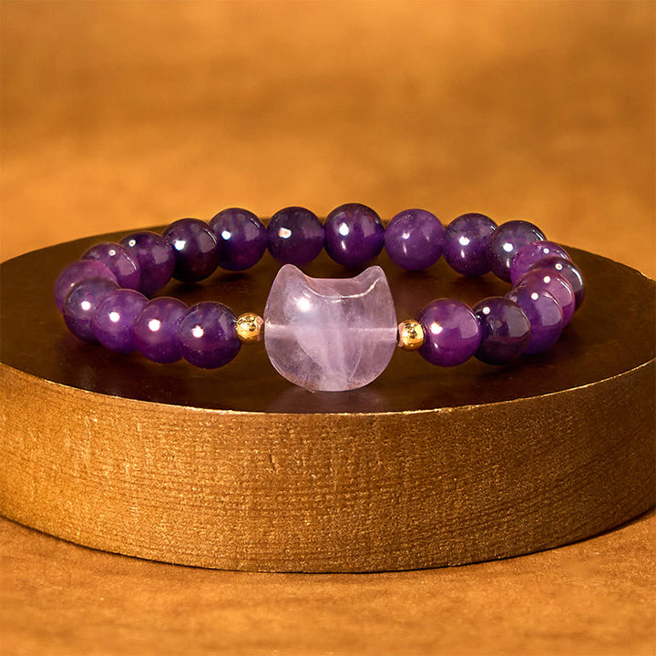 Buddha Stones ​​Amethyst Grüner Aventurin Rosenquarz Fluorit Katzenkopf Balance Glück Armband - image 2