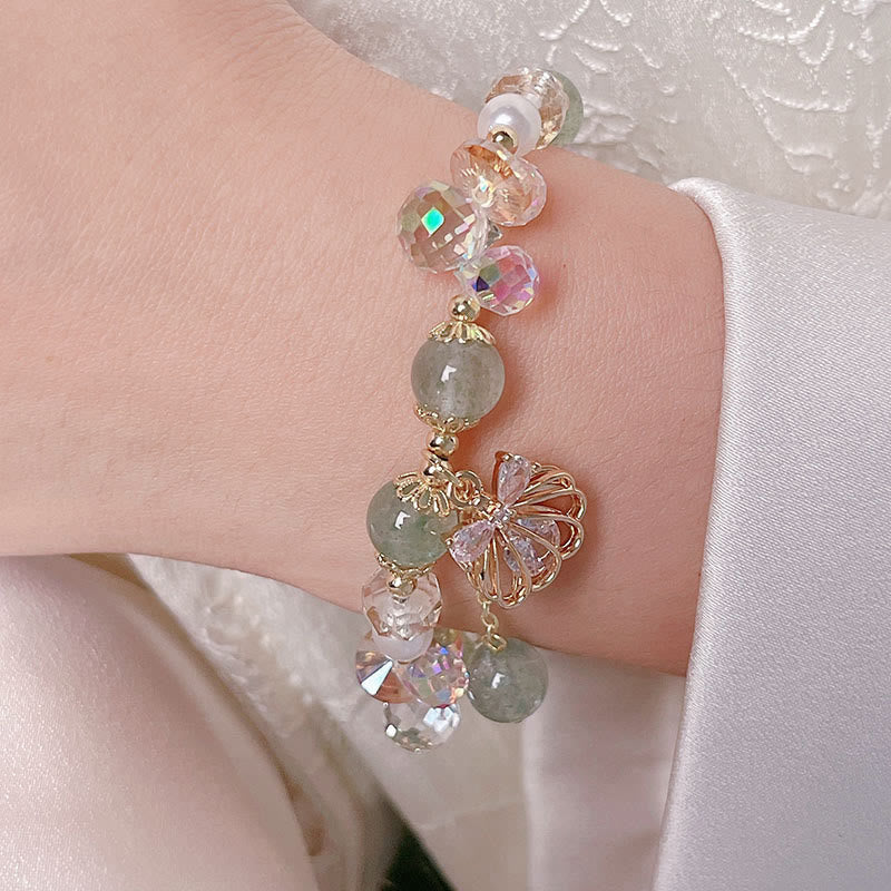 Buddha Stones Natürliches Erdbeerquarz Perlenmuschel Positives Armband