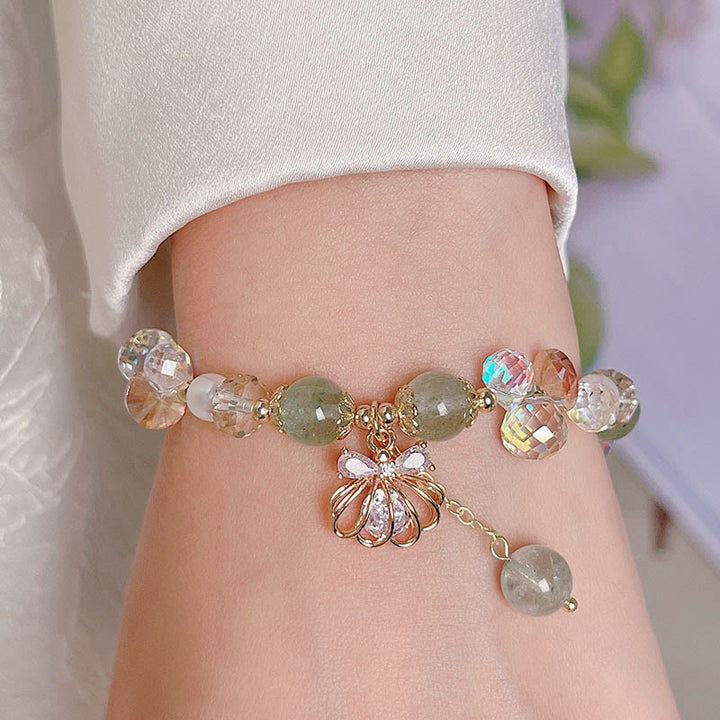Buddha Stones Natürliches Erdbeerquarz Perlenmuschel Positives Armband