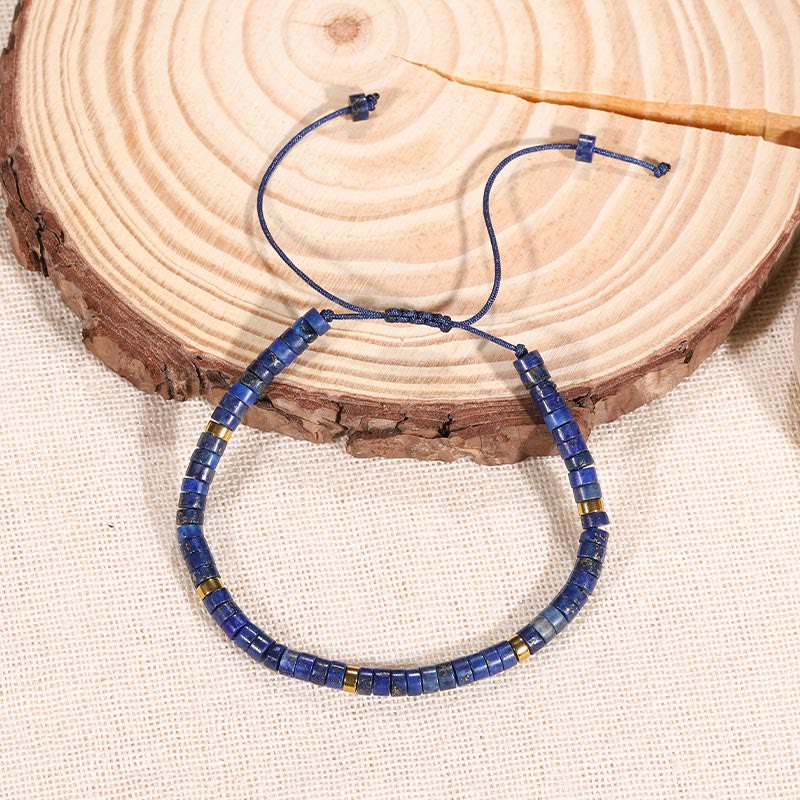 Buddha Stones Natürliches Lazurit-Abstandshalter-Armband mit positiver Balance