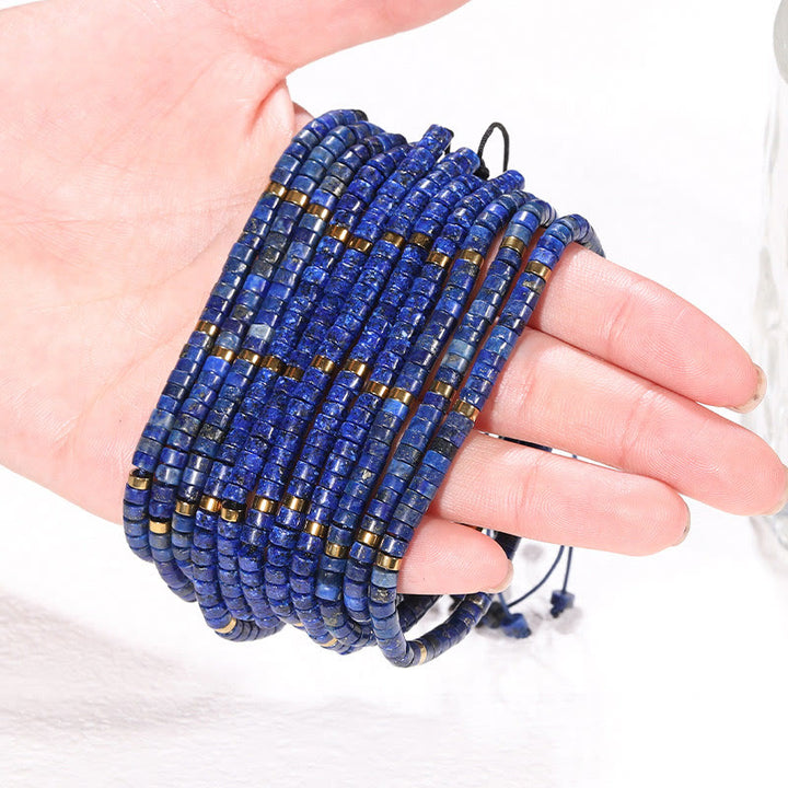 Buddha Stones Natürliches Lazurit-Abstandshalter-Armband mit positiver Balance