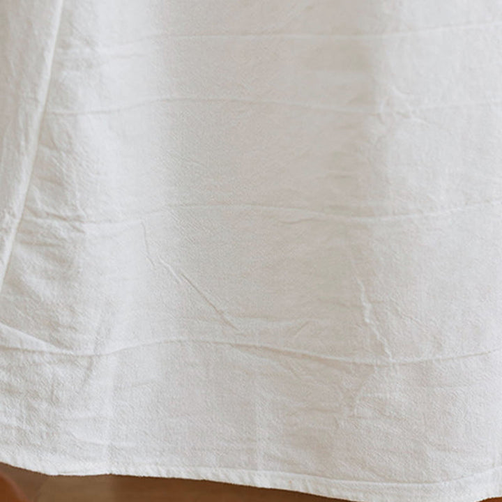 Loses, schlichtes Maxikleid aus Baumwolle und Leinen mit Buddha Stones und ethnischer Stickerei und Blumenmuster, Dreiviertelärmel - image 8